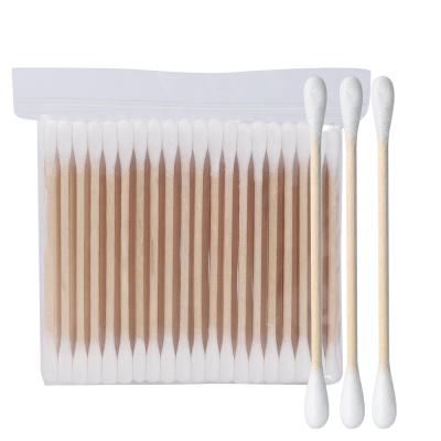 China Daily Suction Factory Wholesale Bamboo Cotton Earbuds Stick 100pcs Makeup Remover Double Sided Cotton Swabs for sale