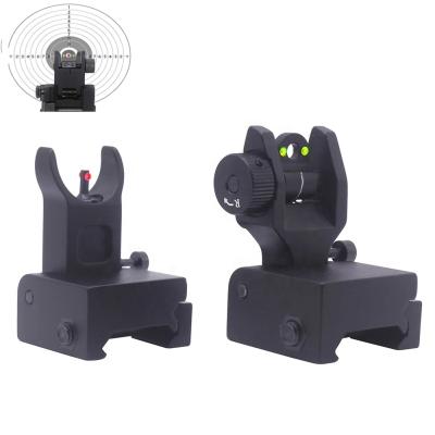 China Aluminum Alloy Fiber Optics Flip Up Iron Sight Front and Rear Fiber Sights Backup Fit Picatinny Weaver Rail Folding Iron Tactica Sights for sale