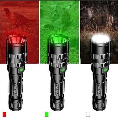 China Outdoor Hunting Camping Hiking Tatical Torch Light Powerful Red Flashlight Led Rechargeable Light Hunting USB Byclie Flashlight With Mount Set for sale