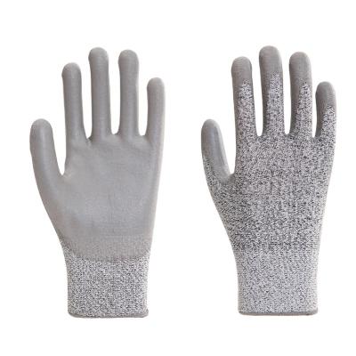 China 13 Gauge Anti-Cut 5 Liner PU Palm Coating Soft Finish Anti-Slip Rubber Hand Safety Working Gloves for sale