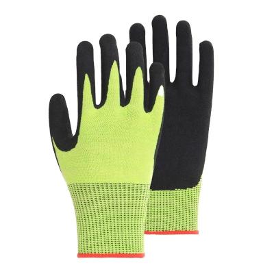 China 13 Gauge Anti-Cut 5 Liner Nitrile Palm Coating Sandy Work Safety Anti-Slip Gardening Gloves for sale