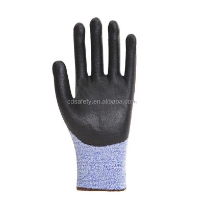 China Glass Industry Etc Work Gloves Cut 5 Nitrile Foam Level 5 Nylon Coatted Black Gloves Men anti for sale