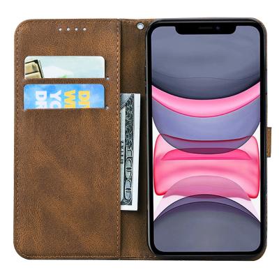 China Simple Wallet Flip Plain Leather Phone Case Card Holder PU Fold R64 Shockproof Protective Cases Smartphone For iPhone 13 5.4 6.1 6.7 for sale