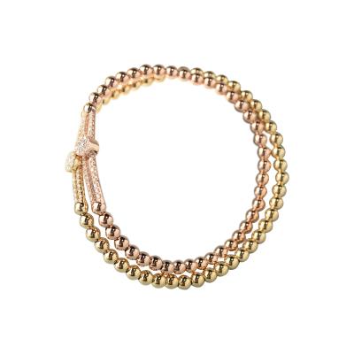 China Romantic Natural Diamond 32 Points 18K Yellow Gold Rose Gold Crystal Beanie Bracelet for sale