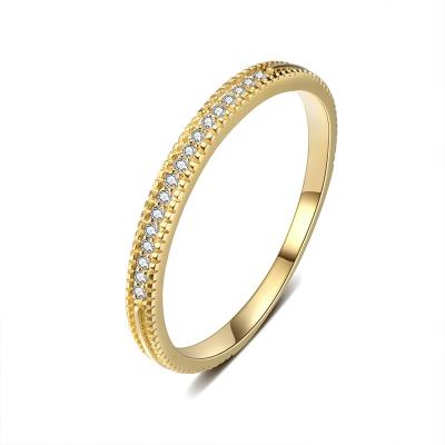 China Pure 9K Gold CLASSIC Small Band Diamond Ring Light Luxury Design Diamond Ring for sale