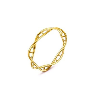 China CLASSIC Life DNA Helix 18K Yellow Gold Double Ring Ring for sale