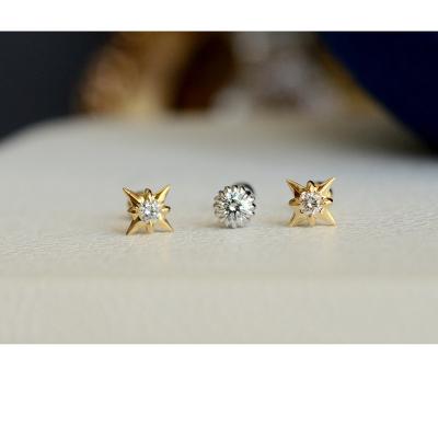 China Special Vintage 18k Gold Screw And Cross Stud Earrings With Diamond Sleep Do Not Take Off for sale