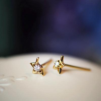 China Fashionable Jewelry Wholesale Vintage Diamond Earring 18k Gold Star Earring Luxury Pure Women Earring for sale