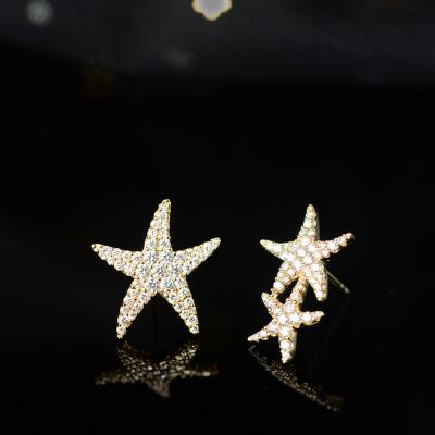 China Vintage Jewelry 18K Yellow Gold Beautiful Earring Luxury Fashion Women Starfish Stud Earrings For Girls for sale