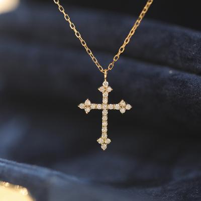 China CLASSIC 18K White Gold Cross Necklace Jewelry Around Diamond Chains For Women for sale