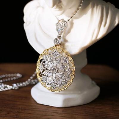 China Custom Minimalist Diamond Necklace Natural Diamond 18k Gold Solitaire Vintage Personality Pendant Necklace for sale