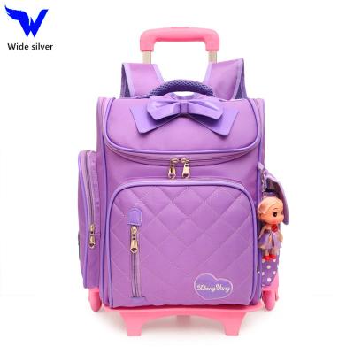 China Waterproof Kids Trolley Backpack School Bag With Wheels For Teenager Girl for sale