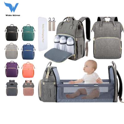 China With Waterproof Diaper Backpack Travel Mommy Bags Travel Crib Folding USB Baby Maternity Bags for sale