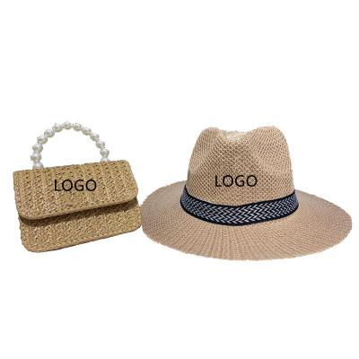 China Fashion fashion lady handbag and hat set beach style lady handbag hat can be customized products for sale