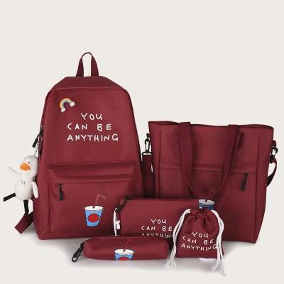 China No Letter 5pcs Graphic Large Capacity Backpack Set for sale