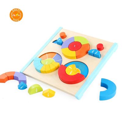 China Wooden Creative Geometric Puzzle Attractive First Toy Set Funny Thinking Educational Study Match For Children for sale