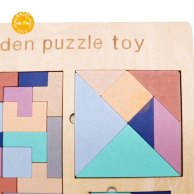 China Wooden Cartoon Toy Children Educational Heart 3 In1 Brain IQ Training Jigsaw Puzzle Blocks Puzzle For Kids 3 -6 Years Old for sale