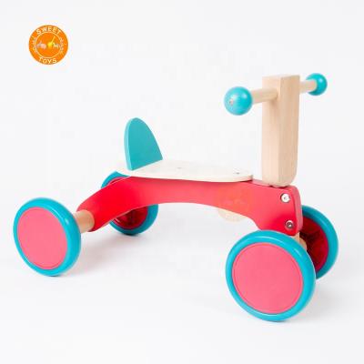 China Ride On Toy 2021 New Design Safety Wooden Balance Bike With Backrest Cute Baby Wooden Tricycles Walker Toys Ride On Toys For Children for sale