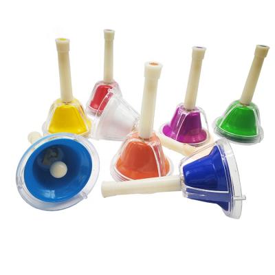 China Eco-friendly 8 Note Rainbow Percussion Musical Instruments Shaker Toy Hand Bells Children Educational Toys for sale