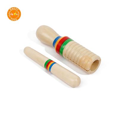 China Cartoon Toy Wooden Musical Educational Instruments Guiro Wooden Noise Maker Musical Instrument Orff Training for sale