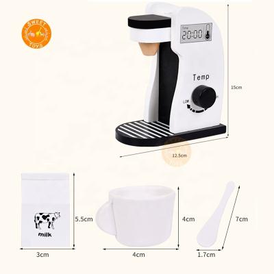 China Funny Toy Wooden Kitchen Coffee Machine Educational Toys Set For Kids Early Education Kitchen Role Play Wooden Toy Set for sale