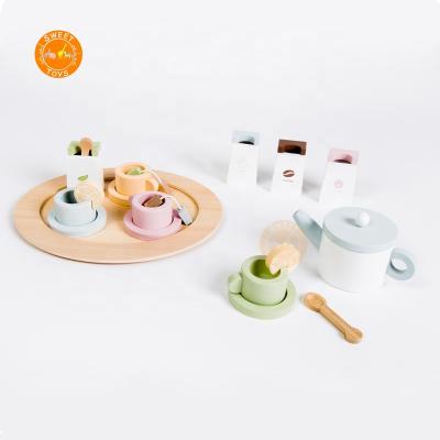 China New Style Toy Role Play Set Preschool Role Playing Toys Wooden Tea Set Afternoon Tea Toys Set For Children for sale