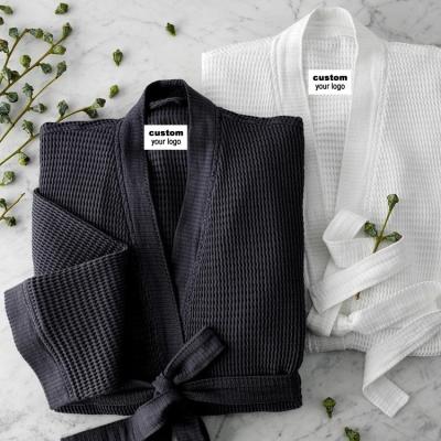 China Breathable Logo Hotel Customized Bath Robe For Woman Woman Luxury Designer Bathrobe Waist Waffle for sale