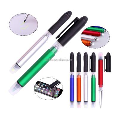 China Promotional Pen Multi Functional Stylus Pen 4 in 1 LED Light Pencil Highlighter Bar Pen with Customized Logo for sale