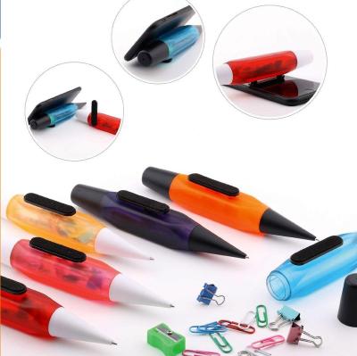 China office & School Pen Novelty Design Pen with Holder and Phone Cleaner Ballpoint Pen with Staples, Paper Clip and Binder Sharpener for sale