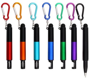 China Promotional pen 4 in 1 multiuse stylus pen with wine opener and LED light for gift bottle opener pen with carabiner light up logo pen for sale