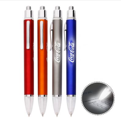 China High Quality Promotional Pen Light Up Logo Light Tip Ball Pen With LED Light And Customized Logo for sale