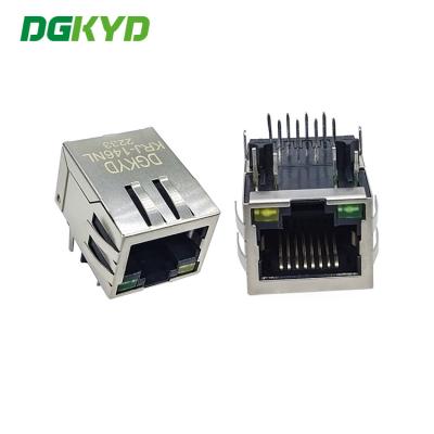 China Single Port 10 / 100 BASE-T RJ45 Integrated Magnetics Jack, G/Y led for sale