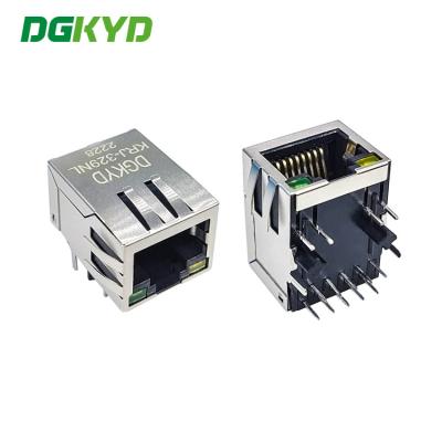 China 1000BASE-T Single Port Industrial RJ45 Connector Dip CAT6 Ethernet Jack with led for sale