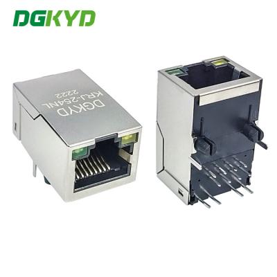 China KRJ-254NL RJ45 connector, 100 megabyte integrated transformer, card free socket with lamp for sale