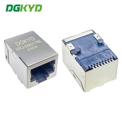 China KRJ-SM017NL Shielded cat5 network jack, Low profile SMT rj45 connector with internal transformer for sale