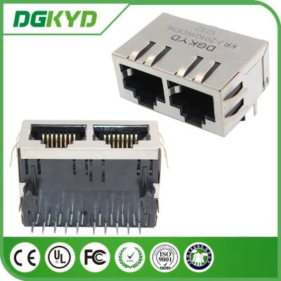 China ODM/OEM factory KRJ-201QWDENL 1000BASE cat 6 dual port Gigabit Ethernet RJ45 Modular Jack Female for sale