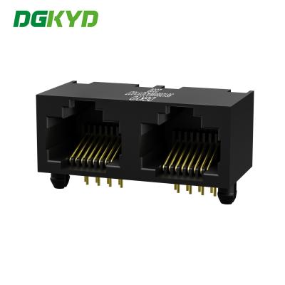 China RJ45 Network Port Connector Dual Port Socket Fully Plastic Without Light DGKYD561288IWA3DY1027 for sale