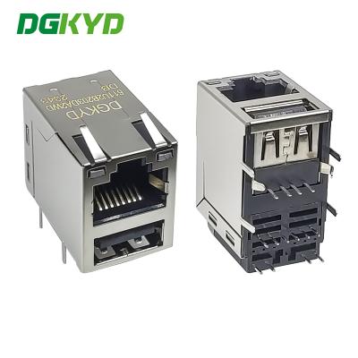 중국 DGKYD611U2B203DA2WDDB 기가비트 RJ45 USB2.0 소켓과 필터 PCB 커넥터 RJ45+USB20 판매용