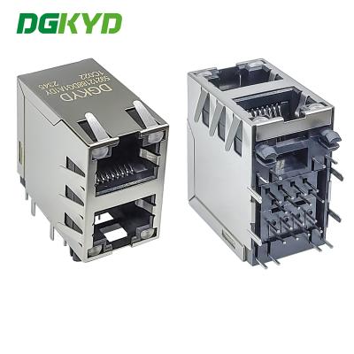 China 2x1 conector RJ45 de duas portas com luz e asa sem filtro luz de duas cores DGKYD59212188DG1A1DY1C022 corpo curto à venda