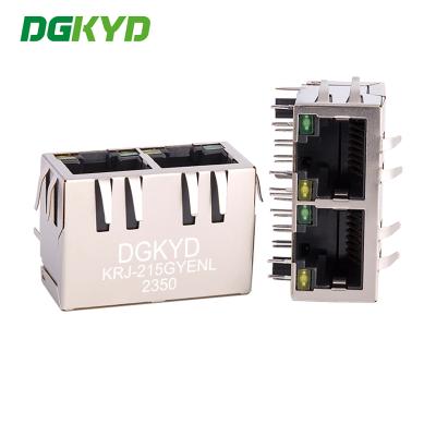 중국 KRJ-215GYENL 100Mbps Utp Rj45 커넥터 통합 필터 이더넷 인터페이스 듀얼 포트 소켓 판매용