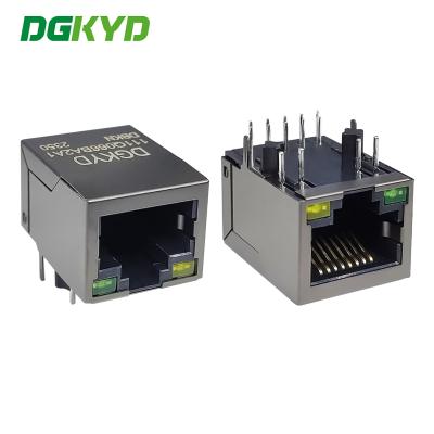 China Rectangle DIP Rj45 Gigabit Connector DGKYD111Q066BA2A1DBKN for sale