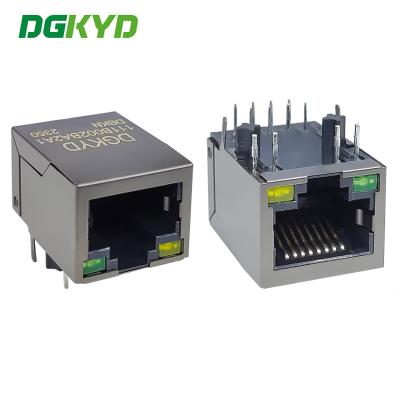 中国 DGKYD111B002BA2A1DBKN RJ45 イーサネットコネクタ 100Mbps インターフェイスネットワーク ソケット 直挿 黒ニッケル 販売のため