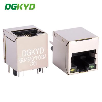 China KRJ-184GYPOENL 180 graus de entrada superior RJ45 Lan Jack com PoE, conector Ethernet de porta única para roteador à venda