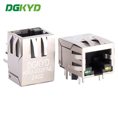 China KRJ-202FNL RJ45 Conector Gigabit Router Socket de rede Portão único RJ45 Jack com integrado magnético 1GB, G / Y LED 1X1 à venda