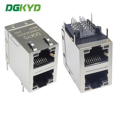 China DGKYD21Q145DE3A2DDBB057 2X1 dual port modulaire interface RJ45 Ethernet Gigabit filtering geïntegreerde transformator 30U Te koop