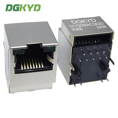 China DGKYD511Q056AC3A2DK068 RJ45 inserção directa a 180 graus com interface de rede de pacote completo de concha blindada 10p8c à venda