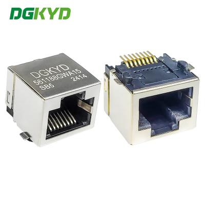 China RJ45 56 1X1 8P8C SMT Unshielded 15U SMT Interface DGKYD561188GWA15SB5 for sale