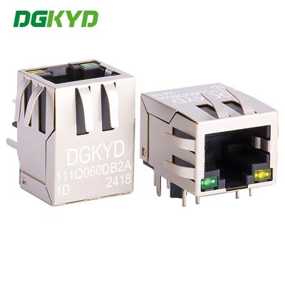 China Single port RJ45 connector with 90 degree side plug gigabit network connector DGKYD111Q060DB2A1D for sale