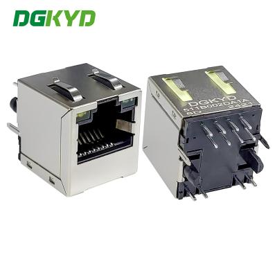 China RJ45 Vertical Interface 100Mbps Integrated Filter With Lights And Shrapnel DGKYD511B002DA1A8D for sale