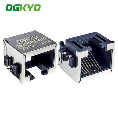 China RJ45 Connector 1X1 8P8C Sinking Plate 8.6 3U Interface RJ45 SMT Connector DGKYDCB861188GWA6SB3133 for sale